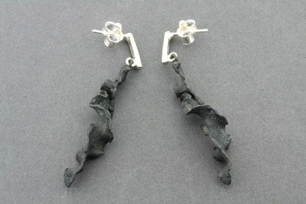 Torn spiral drop earring - oxidized sterling silver - Makers & Providers