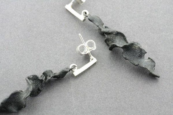 Torn spiral drop earring - oxidized sterling silver - Makers & Providers