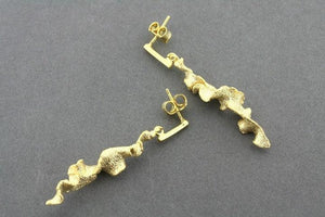 Torn spiral drop earrings - gold over silver - Makers & Providers