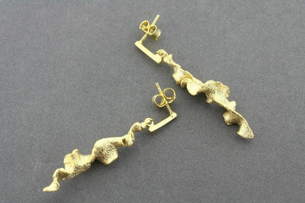 Torn spiral drop earrings - gold over silver - Makers & Providers