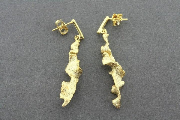 Torn spiral drop earrings - gold over silver - Makers & Providers