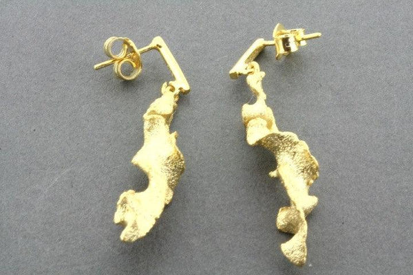 Torn spiral drop earrings - gold over silver - Makers & Providers