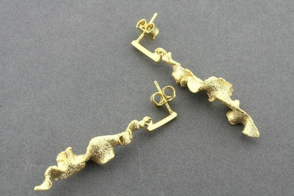Torn spiral drop earrings - gold over silver - Makers & Providers