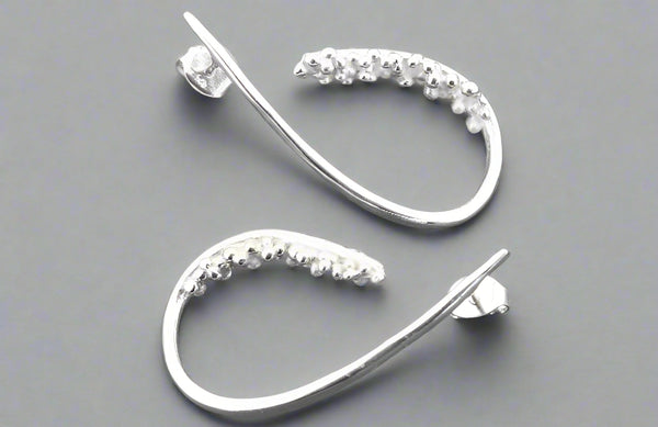 Beaded teardrop earring - silver