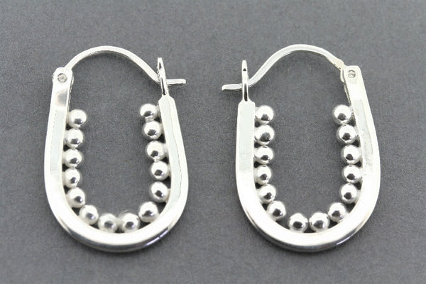 Pony bead U hoop earring - sterling silver