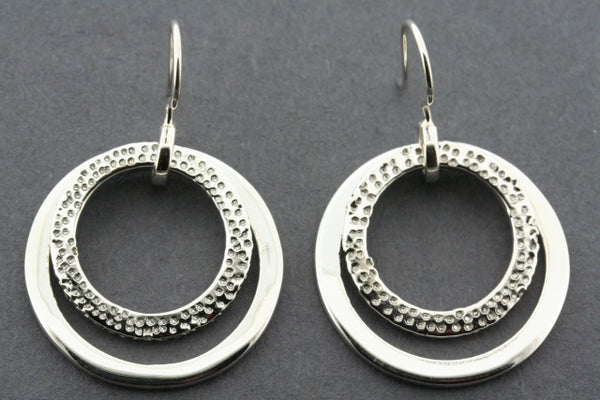2 loop textured earring - sterling silver