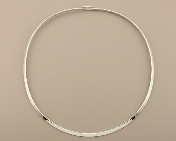 Silver necklace on a gray background