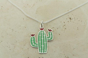 enamel cactus pendant on 45cm link chain - Makers & Providers