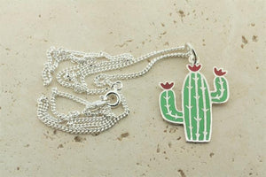 enamel cactus pendant on 45cm link chain - Makers & Providers