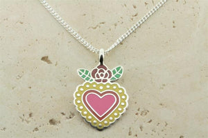 multi colour enamel flying heart pendant on 45cm link chain - Makers & Providers