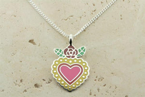 multi colour enamel flying heart pendant on 45cm link chain - Makers & Providers