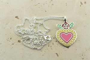 multi colour enamel flying heart pendant on 45cm link chain - Makers & Providers