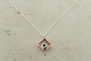 silver & copper square pendant necklace - Makers & Providers