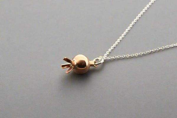 Copper pomegranate pendant necklace - silver chain - Makers & Providers