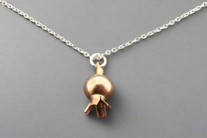 Copper pomegranate pendant necklace - silver chain - Makers & Providers