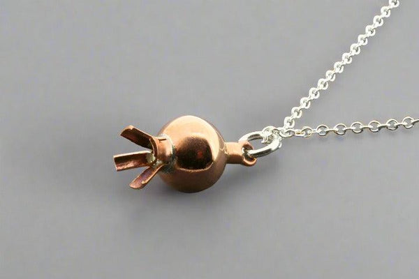 Copper pomegranate pendant necklace - silver chain - Makers & Providers
