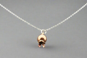 Copper pomegranate pendant necklace - silver chain - Makers & Providers