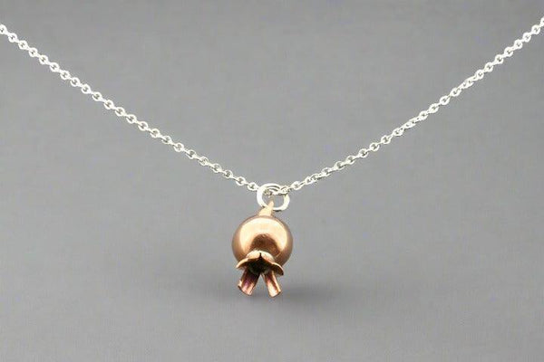 Copper pomegranate pendant necklace - silver chain - Makers & Providers