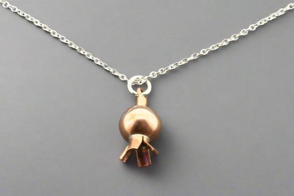 Copper pomegranate pendant necklace - silver chain - Makers & Providers