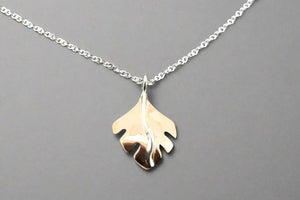 Serrated leaf pendant necklace - copper & silver - Makers & Providers
