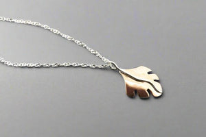 Serrated leaf pendant necklace - copper & silver - Makers & Providers