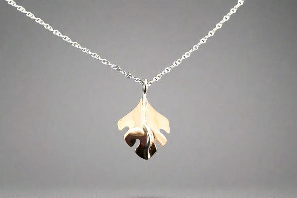 Serrated leaf pendant necklace - copper & silver - Makers & Providers