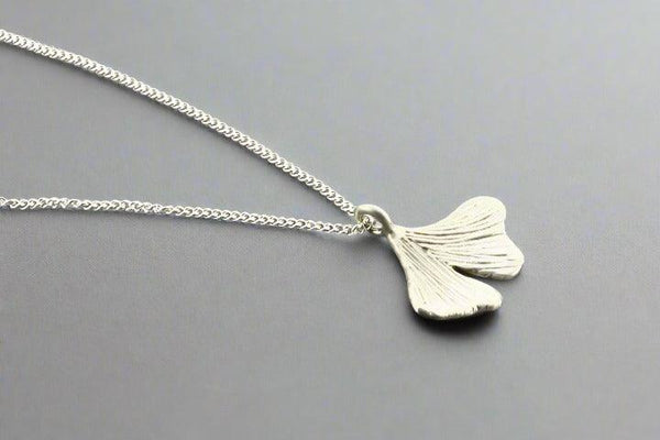 Silver ginkgo leaf pendant necklace - Makers & Providers