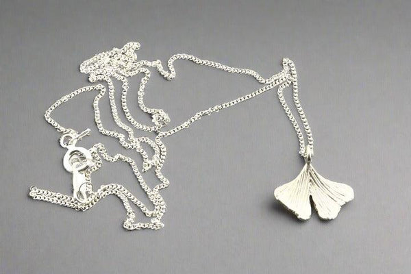 Silver ginkgo leaf pendant necklace - Makers & Providers