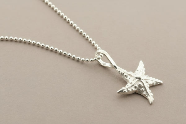 Silver starfish pendant on 45cm ball chain