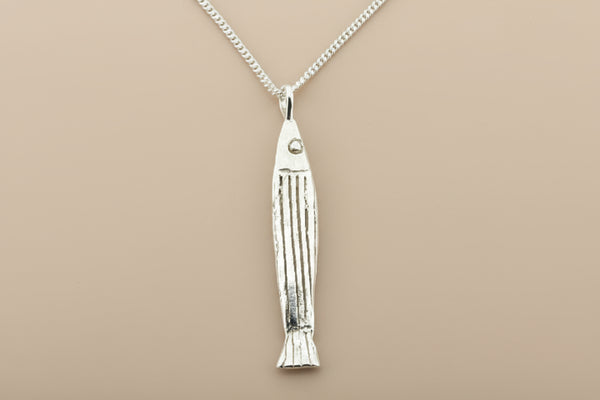 Silver striped rockfish pendant on 55cm link chain