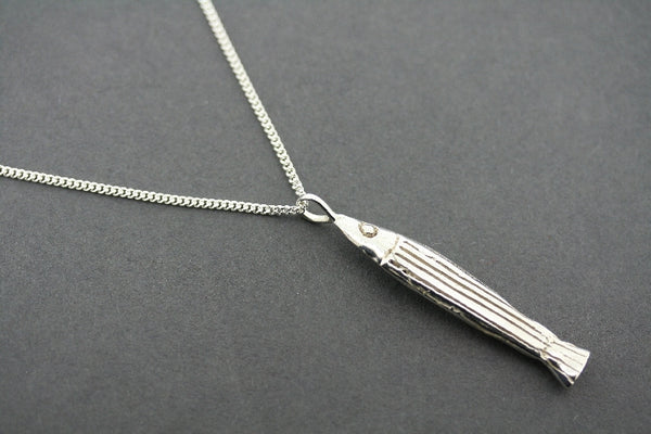 Silver striped rockfish pendant on 55cm link chain