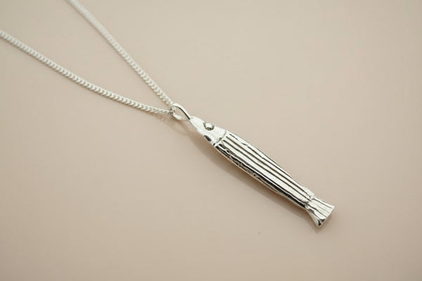 Silver striped rockfish pendant on 55cm link chain