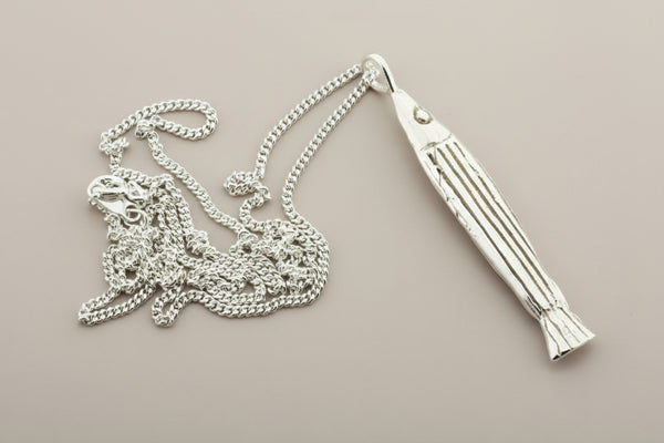 Silver striped rockfish pendant on 55cm link chain