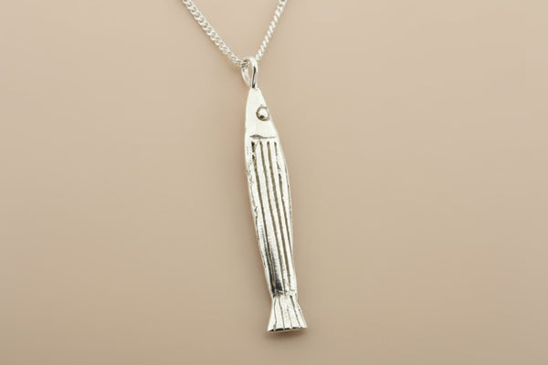 Silver striped rockfish pendant on 55cm link chain