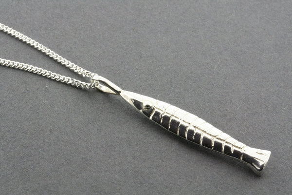 Silver anchovy pendant on 55cm link chain