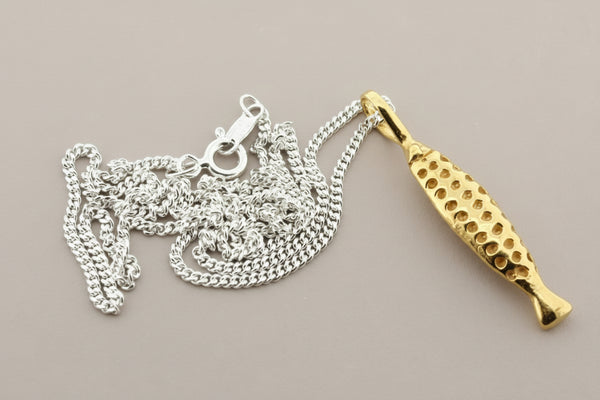 Golden spotted seatrout pendant on a 45cm link chain