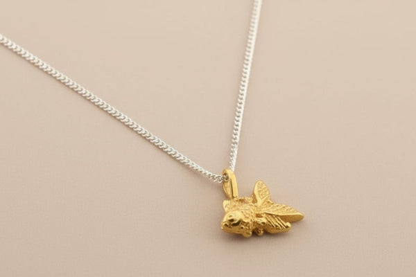 Golden Siamese fish pendant on 45cm link chain