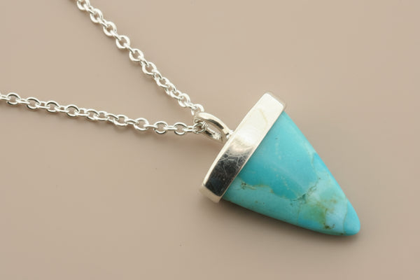 Spearhead necklace - mosaic turquoise - sterling silver