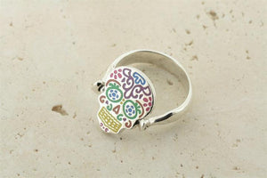 enamelled silver flip ring - day of the dead - Makers & Providers