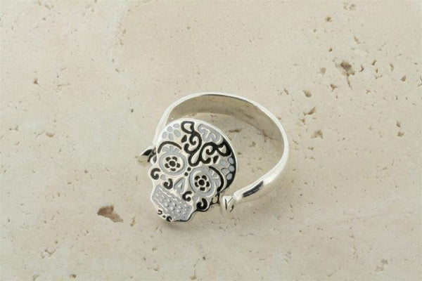 enamelled silver flip ring - day of the dead - Makers & Providers