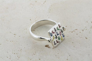 enamelled silver flip ring - cats - Makers & Providers