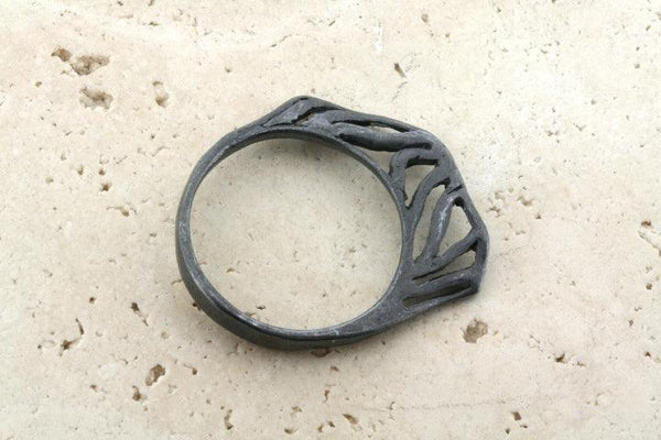 Small open wave band - oxidized silver - Makers & Providers