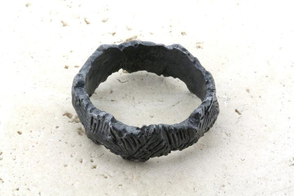 etched & faceted oxidized band - Makers & Providers