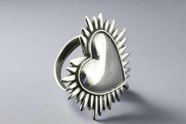 Full heart ring - sterling silver - adjustable - Makers & Providers