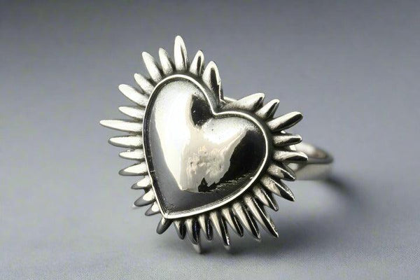 Full heart ring - sterling silver - adjustable - Makers & Providers