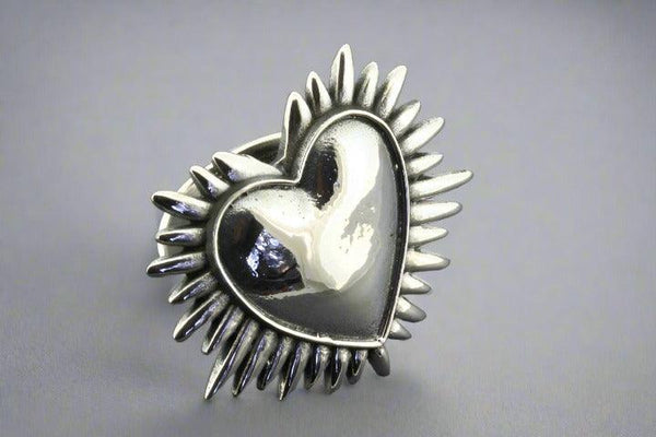 Full heart ring - sterling silver - adjustable - Makers & Providers