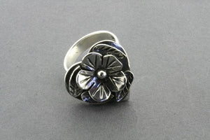 Flowering heart ring - sterling silver - adjustable - Makers & Providers