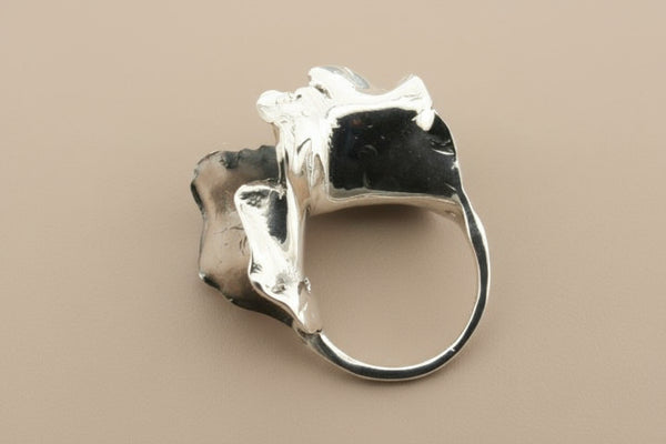 Torn signet ring - oxidized silver