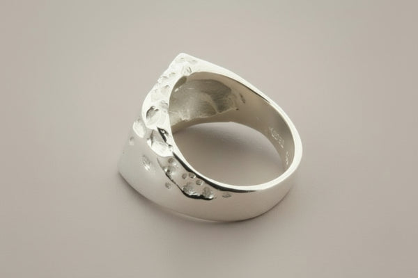 Destressed Silver Rings Square & distressed signet ring - sterling silver – Makers & Providers