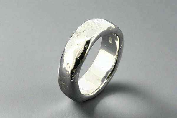 Distressed topes band - sterling silver